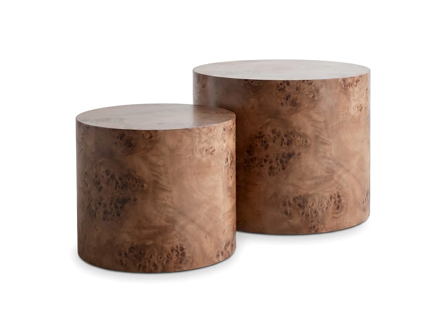 Set di 2 tavolini rotondi impilabili, 48 cm e 38 cm, in legno marrone scuro