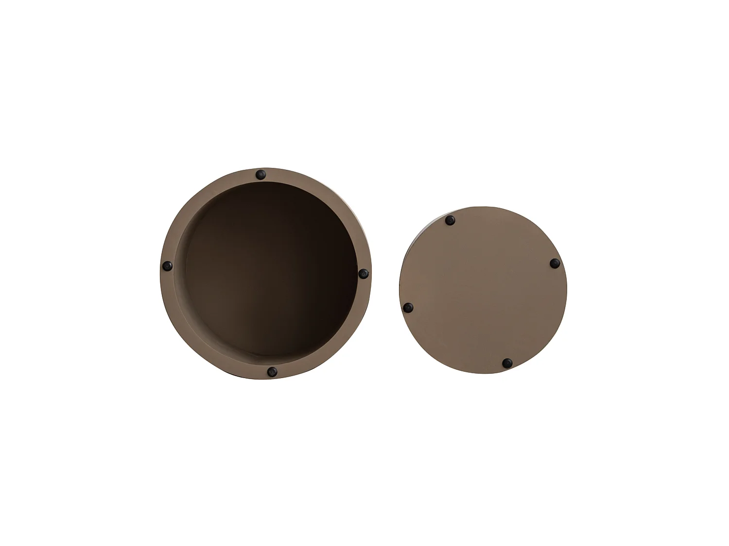 Set di 2 tavolini rotondi impilabili, 48 cm e 38 cm, in legno marrone scuro