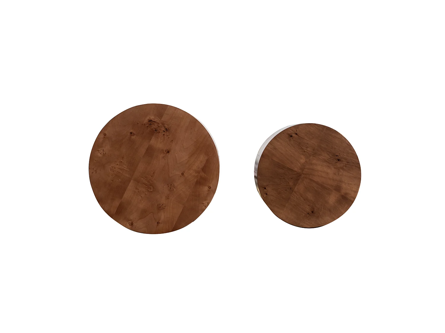 Set di 2 tavolini rotondi impilabili, 48 cm e 38 cm, in legno marrone scuro