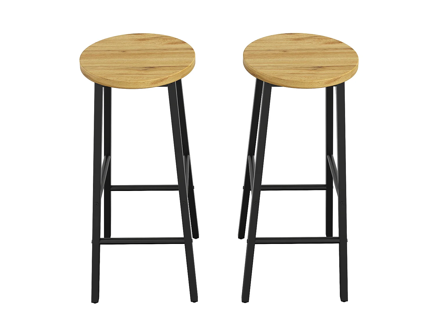 Ensemble meuble de bar + 2 tabourets - Noir et naturel foncé