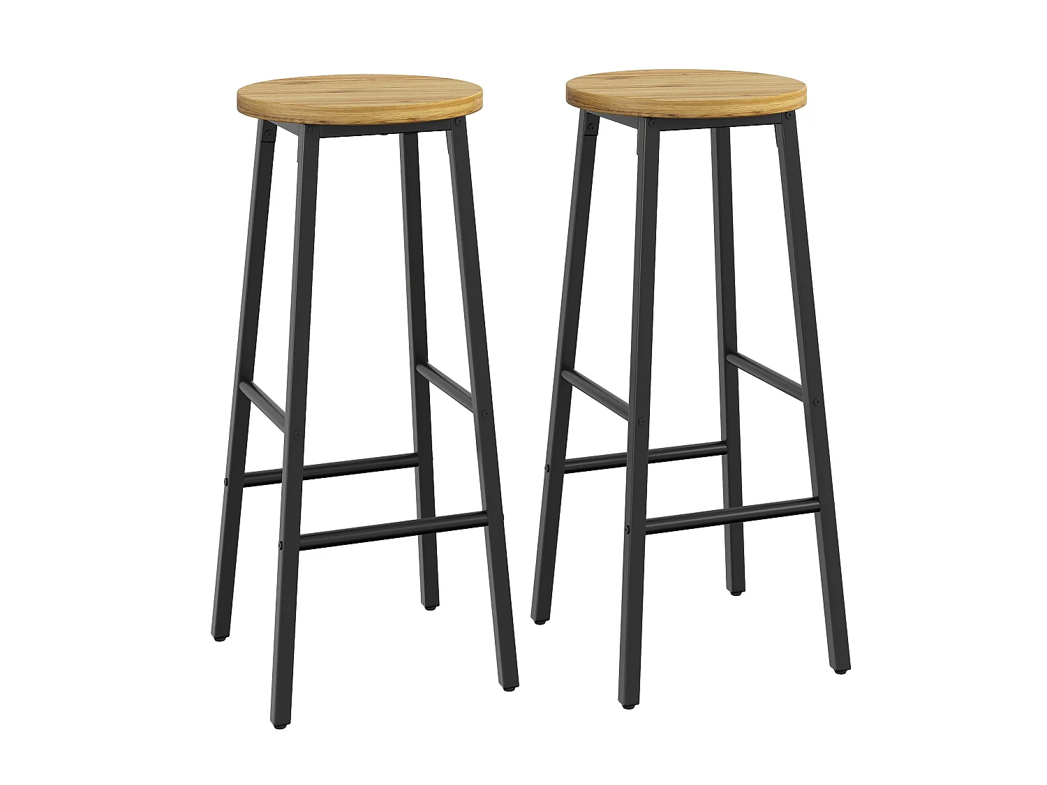 Ensemble meuble de bar + 2 tabourets - Noir et naturel foncé