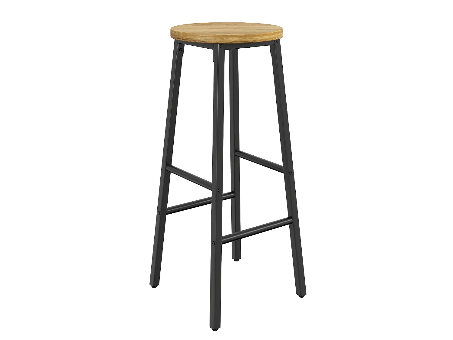 Ensemble meuble de bar + 2 tabourets - Noir et naturel foncé