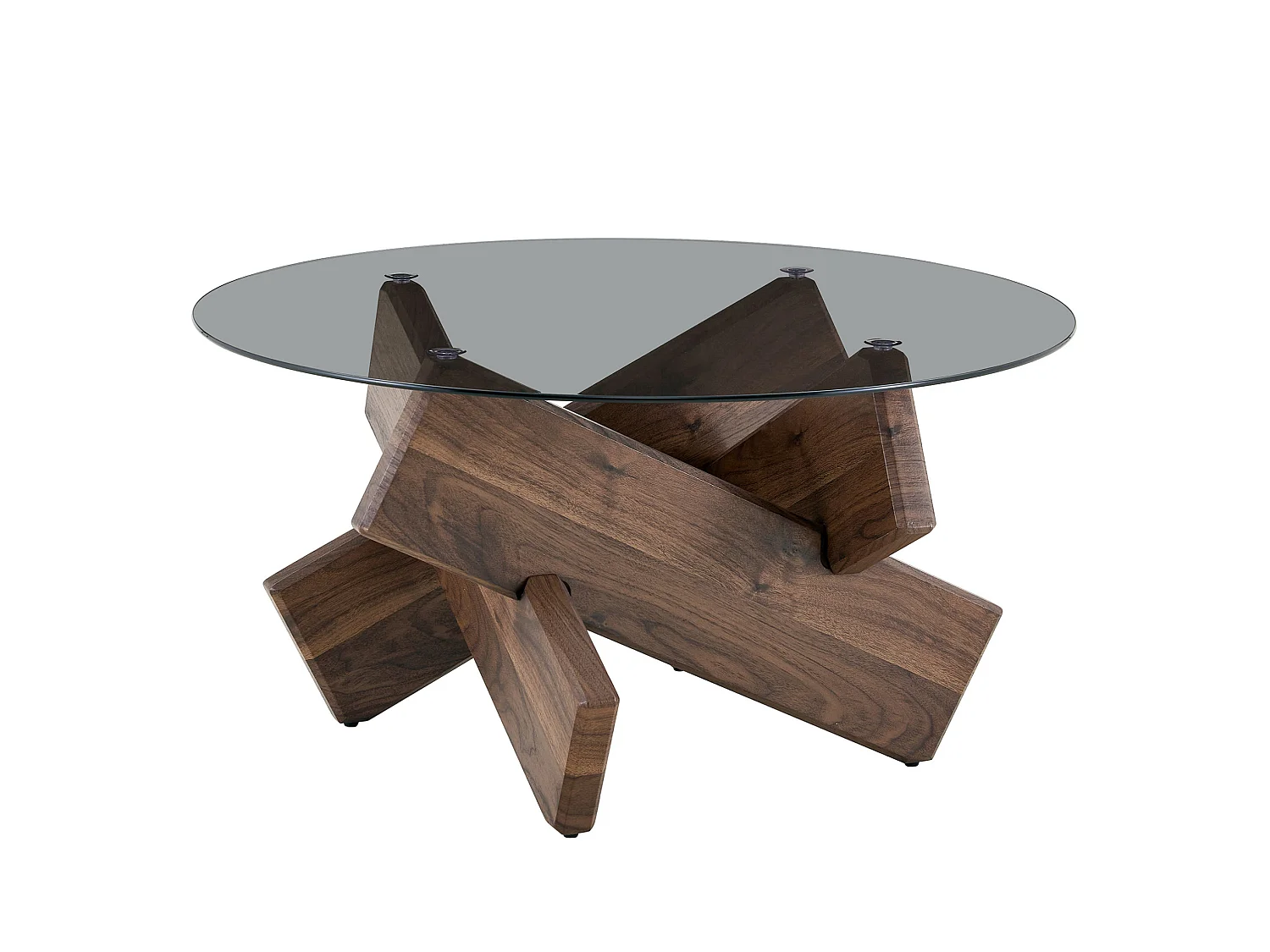 Ronde salontafel 79 cm in bruin - MDF en glas - Modern design