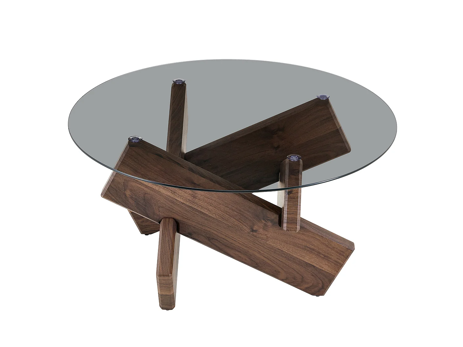 Ronde salontafel 79 cm in bruin - MDF en glas - Modern design