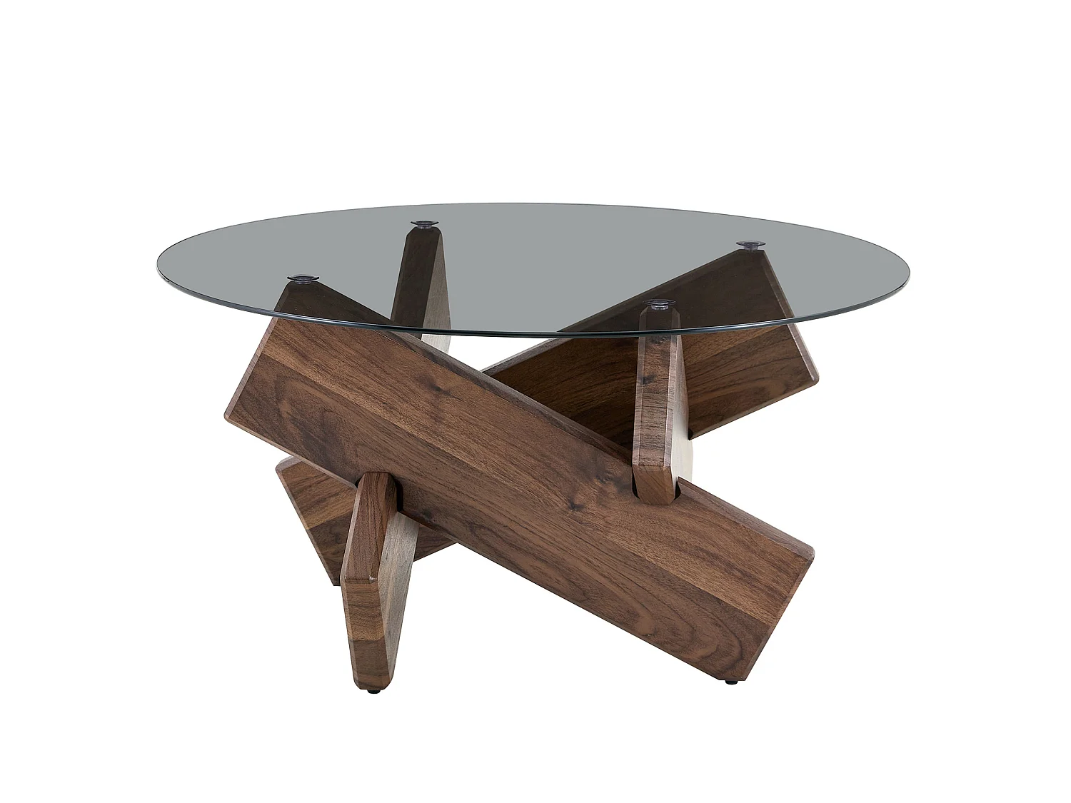 Ronde salontafel 79 cm in bruin - MDF en glas - Modern design