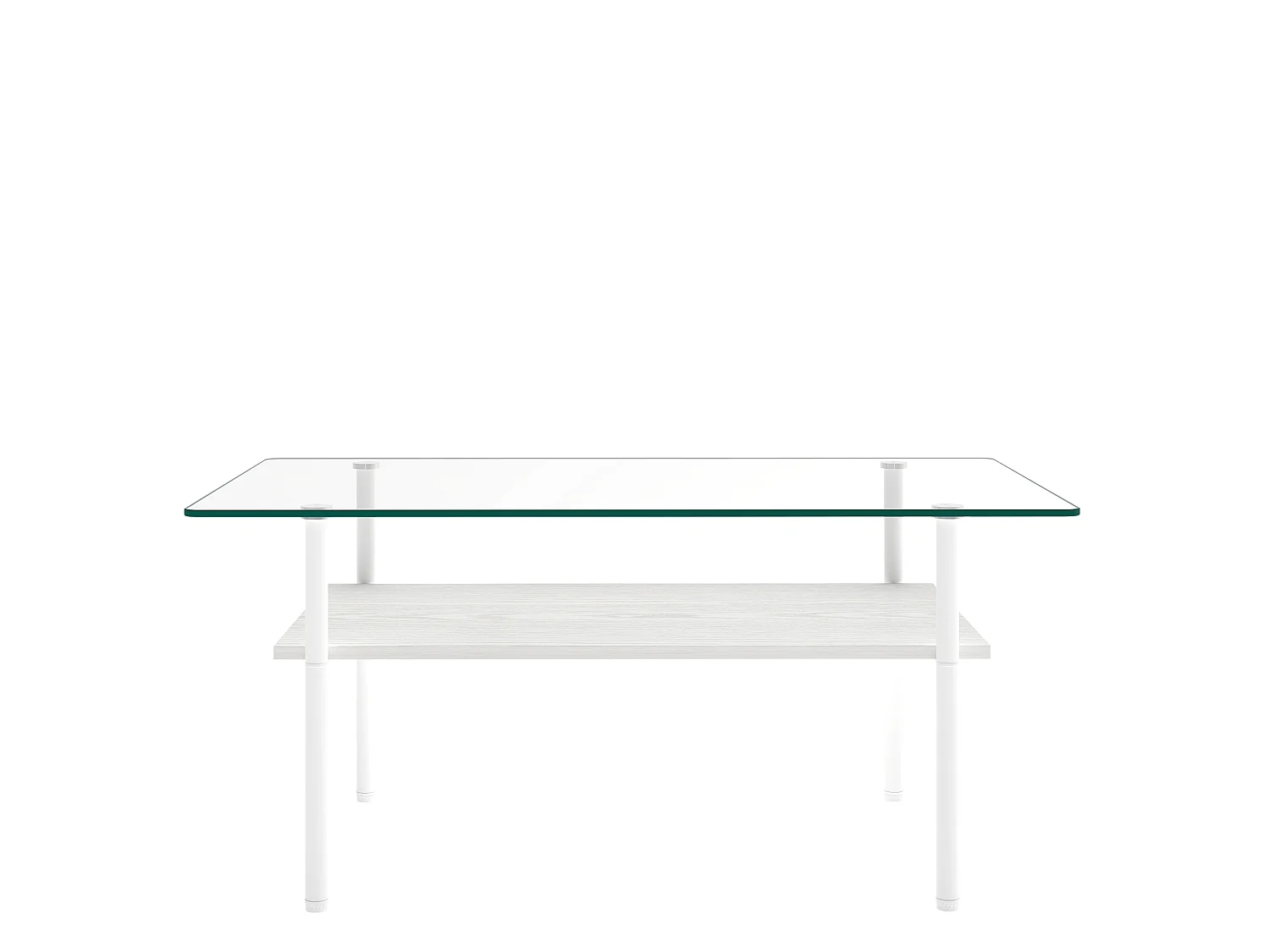 Tavolino moderno da 97,7 cm con vano contenitore - Piano in vetro - Bianco