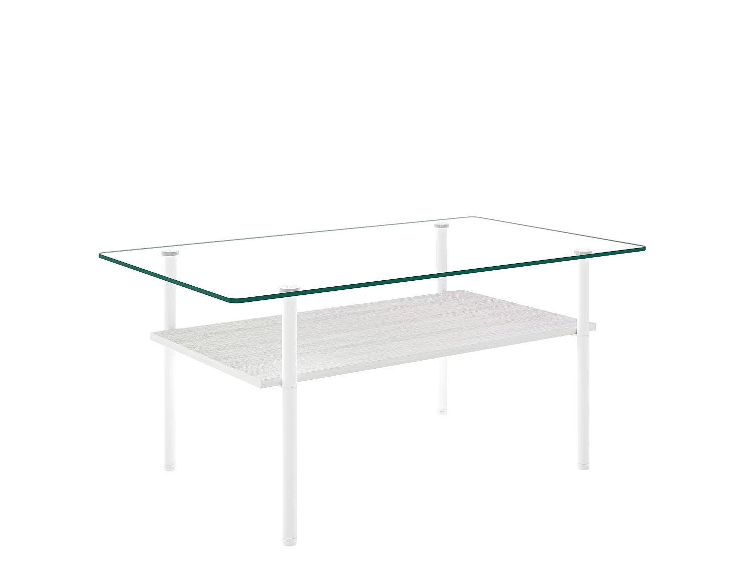 Tavolino moderno da 97,7 cm con vano contenitore - Piano in vetro - Bianco
