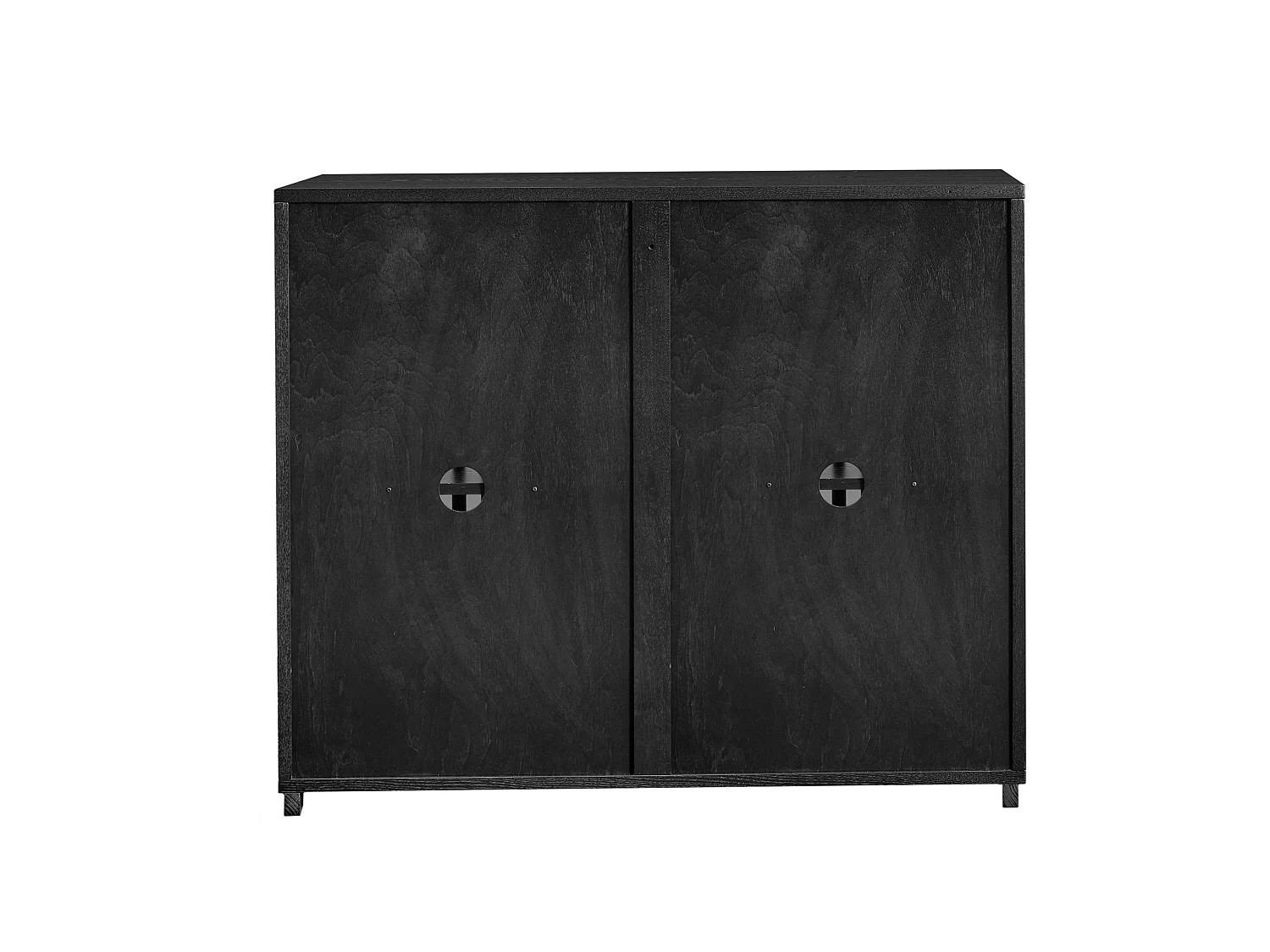 Buffet vintage noir avec 2 portes - Panneaux cannelés et ajourés