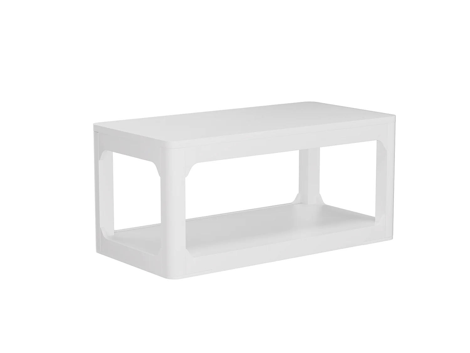 Mesa de centro branca de 100x50x44,5 cm com 2 níveis - Design simples e moderno