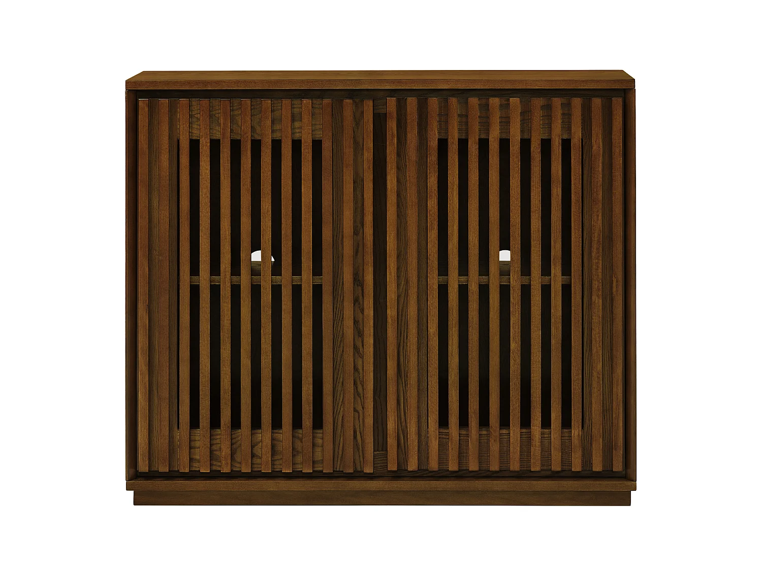 Buffet vintage marron avec 2 portes - Panneaux cannelés et ajourés