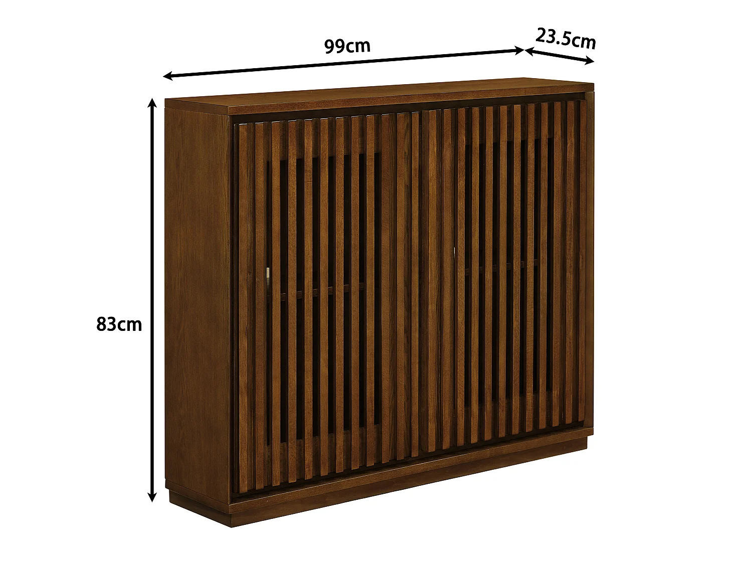 Buffet vintage marron avec 2 portes - Panneaux cannelés et ajourés