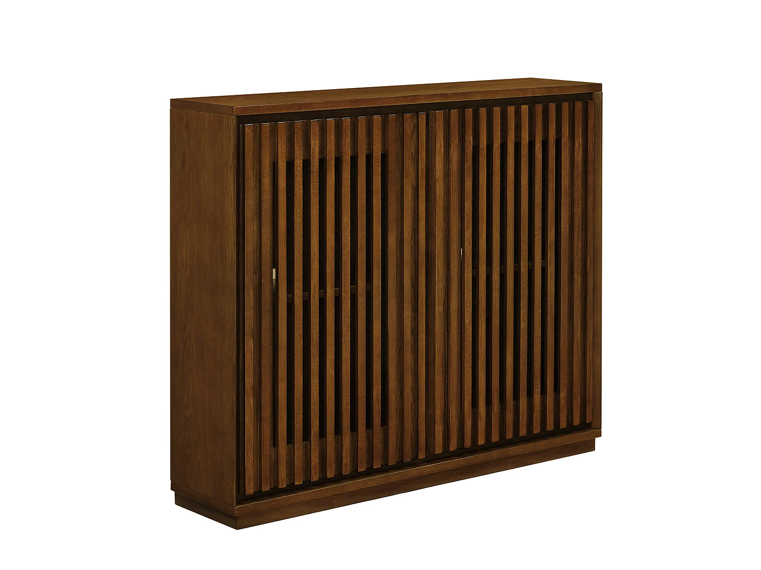 Buffet vintage marron avec 2 portes - Panneaux cannelés et ajourés