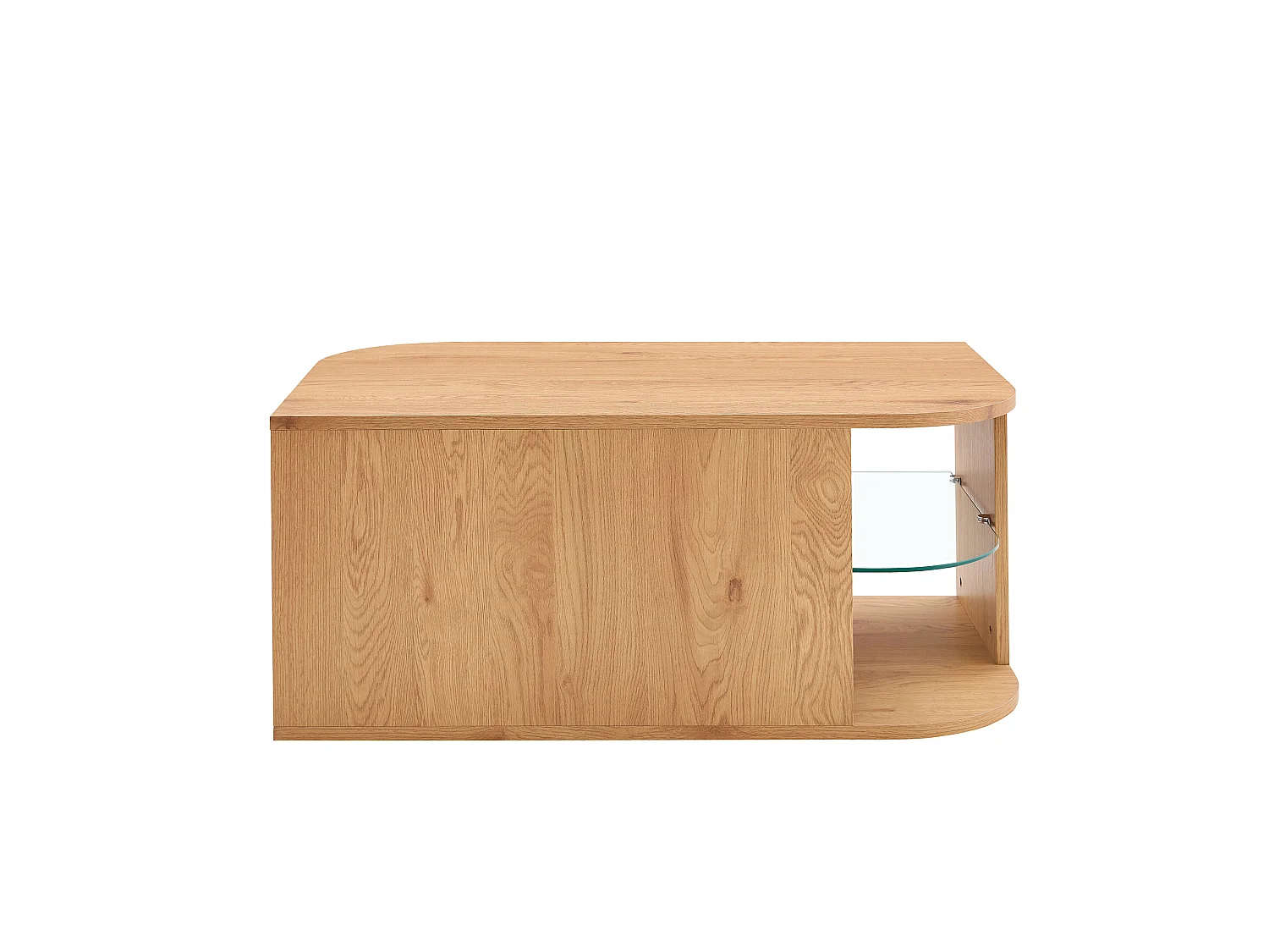 Soffbord 100 x 60 x 42 cm naturfärgad med förvaring - MDF och glas