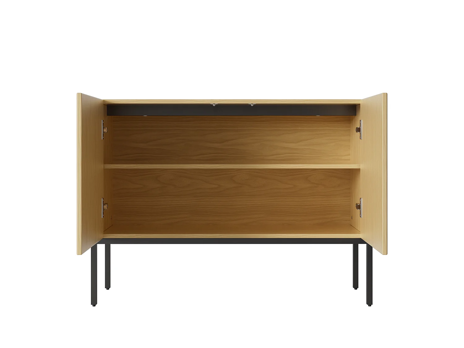 Aparador moderno de 100x40x75 cm con 2 puertas y patas metálicas - Color madera