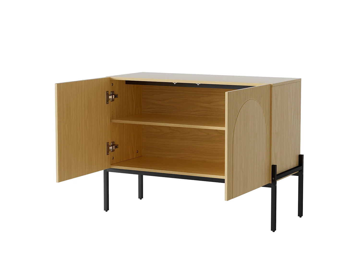 Aparador moderno de 100x40x75 cm con 2 puertas y patas metálicas - Color madera