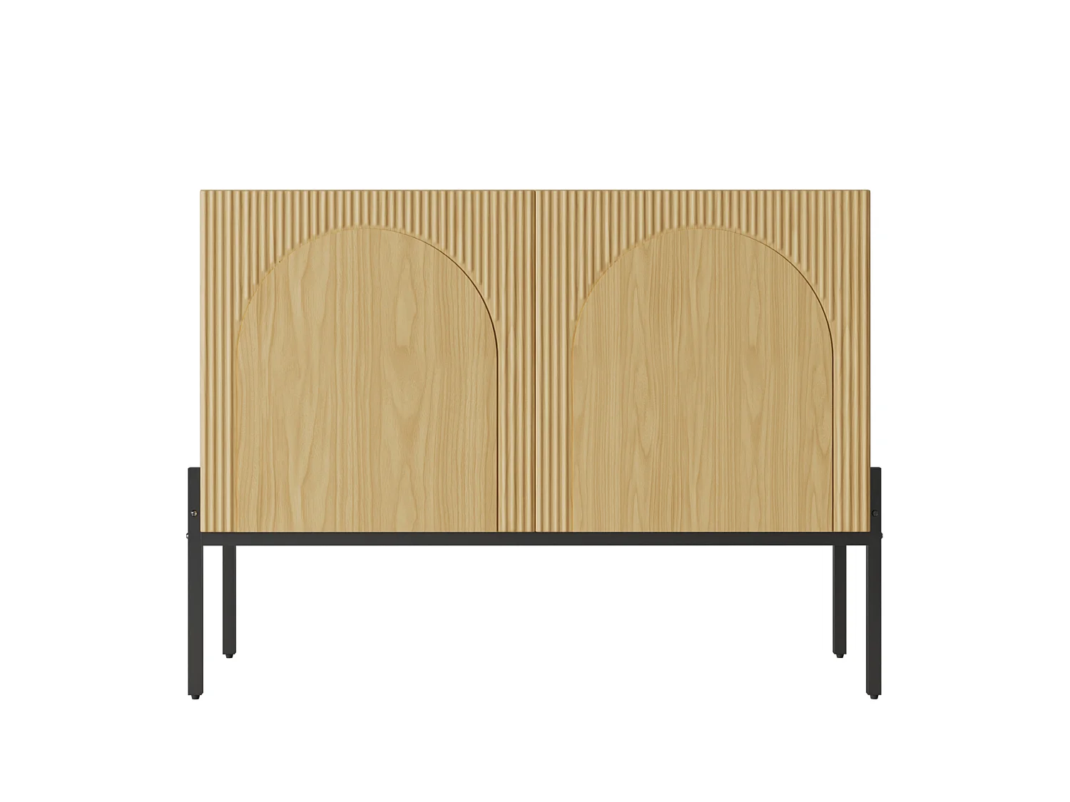 Aparador moderno de 100x40x75 cm con 2 puertas y patas metálicas - Color madera