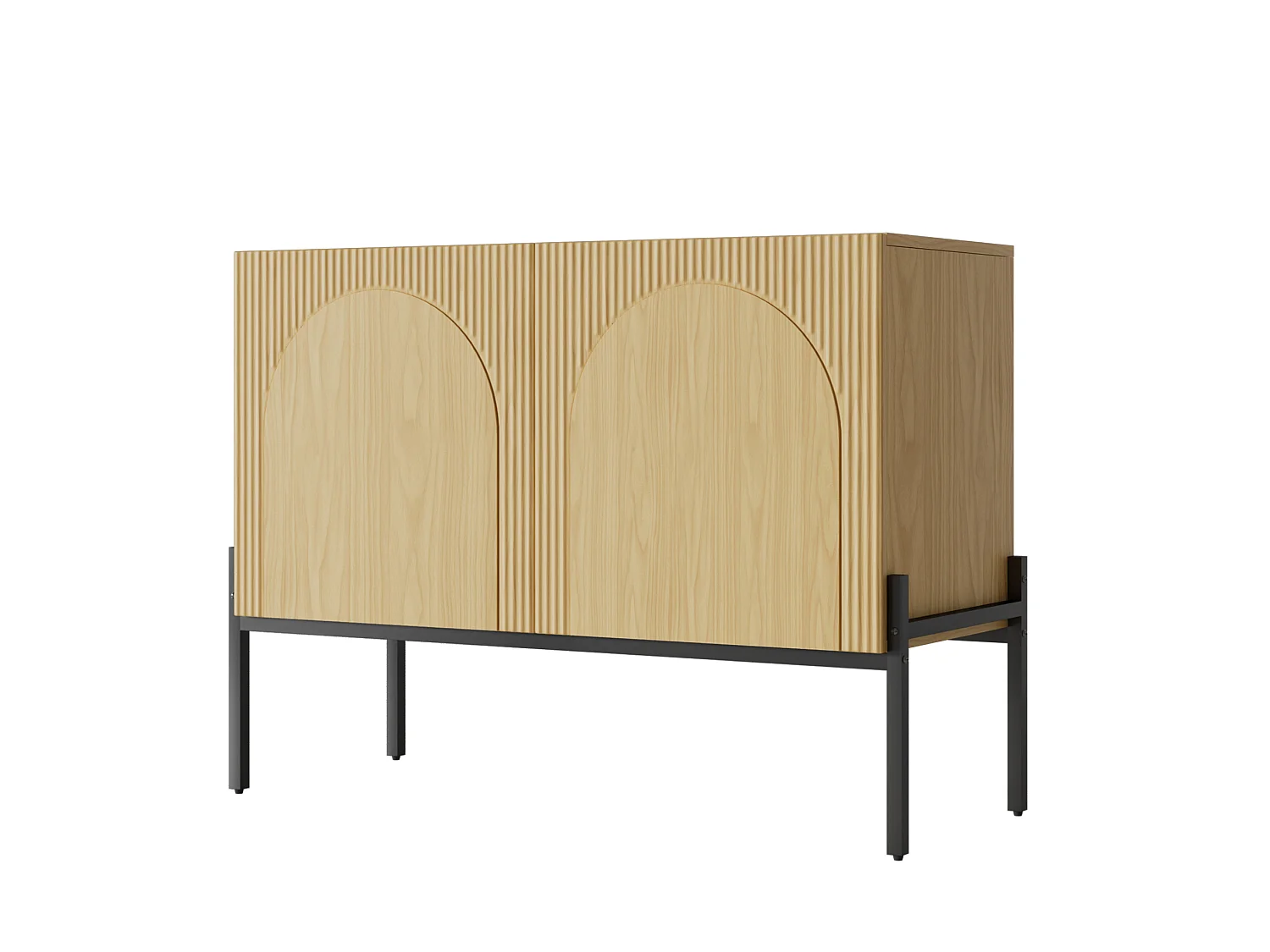 Aparador moderno de 100x40x75 cm con 2 puertas y patas metálicas - Color madera