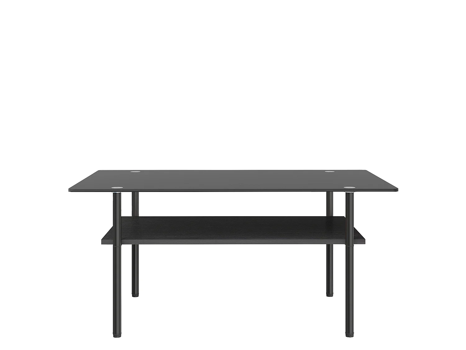 Table basse moderne 97.7 cm avec rangement - Plateau en verre - Noir