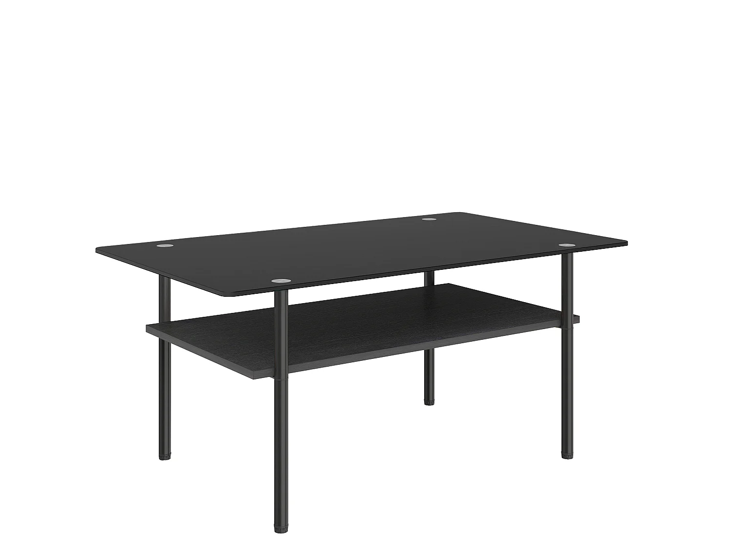 Table basse moderne 97.7 cm avec rangement - Plateau en verre - Noir