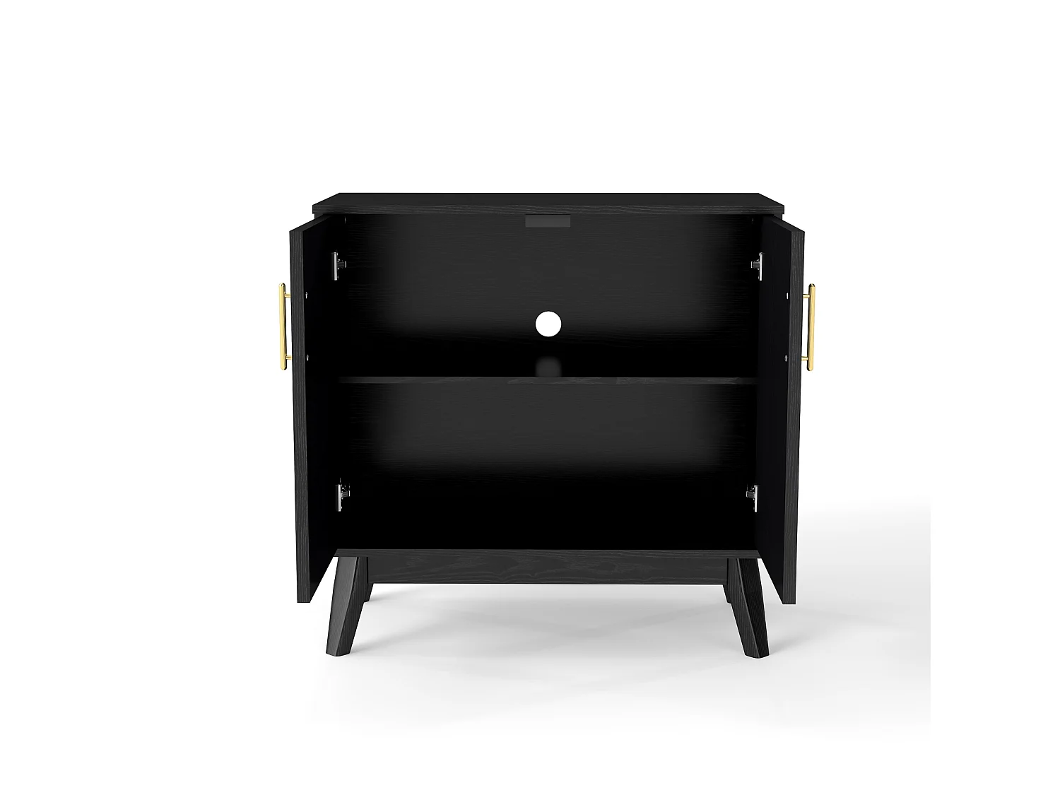 Buffet vintage en bois noir avec 2 portes et étagère réglable