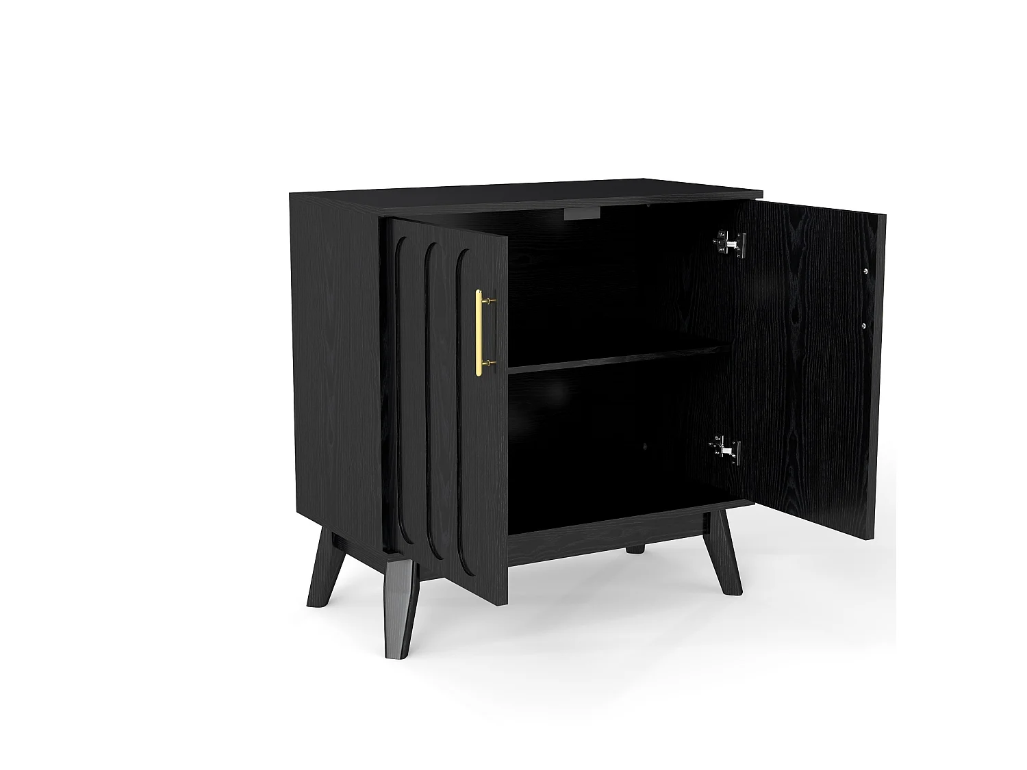 Buffet vintage en bois noir avec 2 portes et étagère réglable