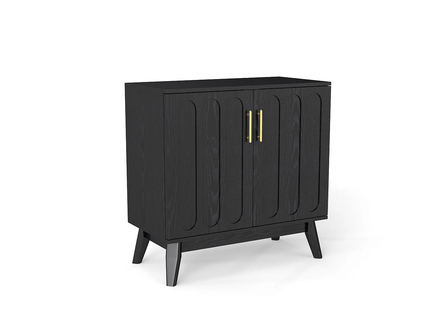 Buffet vintage en bois noir avec 2 portes et étagère réglable