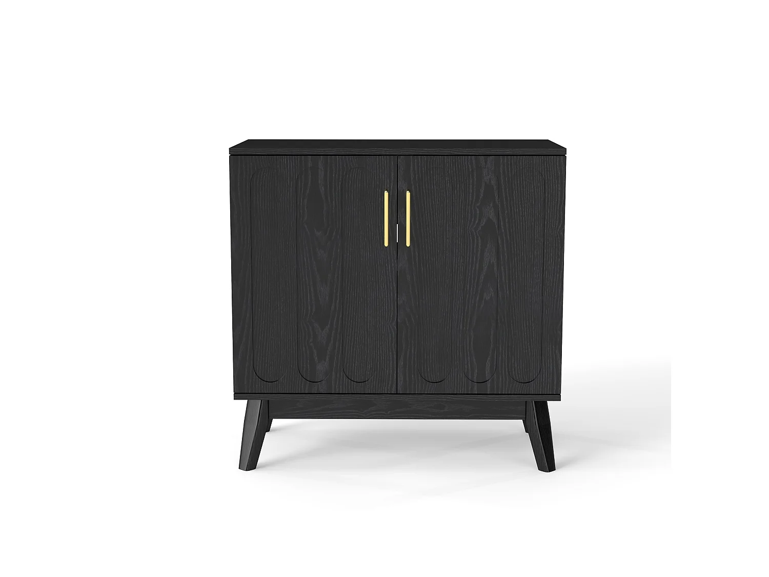 Buffet vintage en bois noir avec 2 portes et étagère réglable