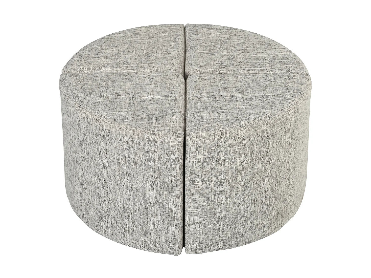 Table basse ovale avec 4 tabourets en tissu - Marron