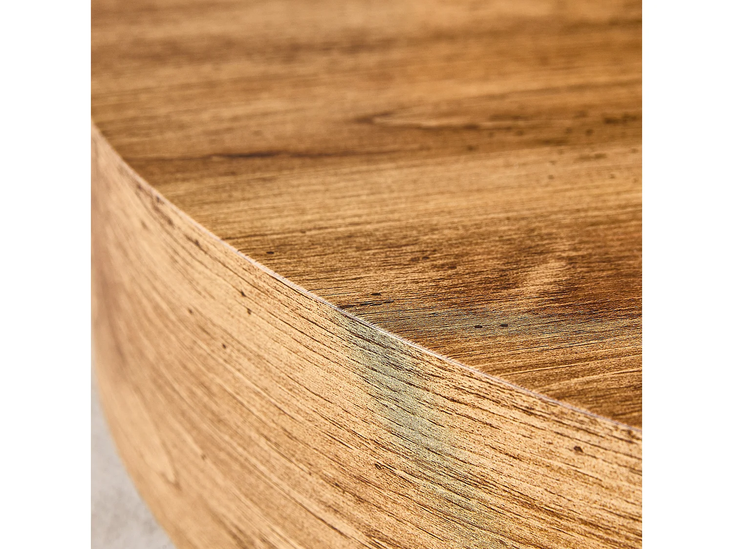 Table basse ronde 70x70 cm couleur bois - Pieds en métal noir