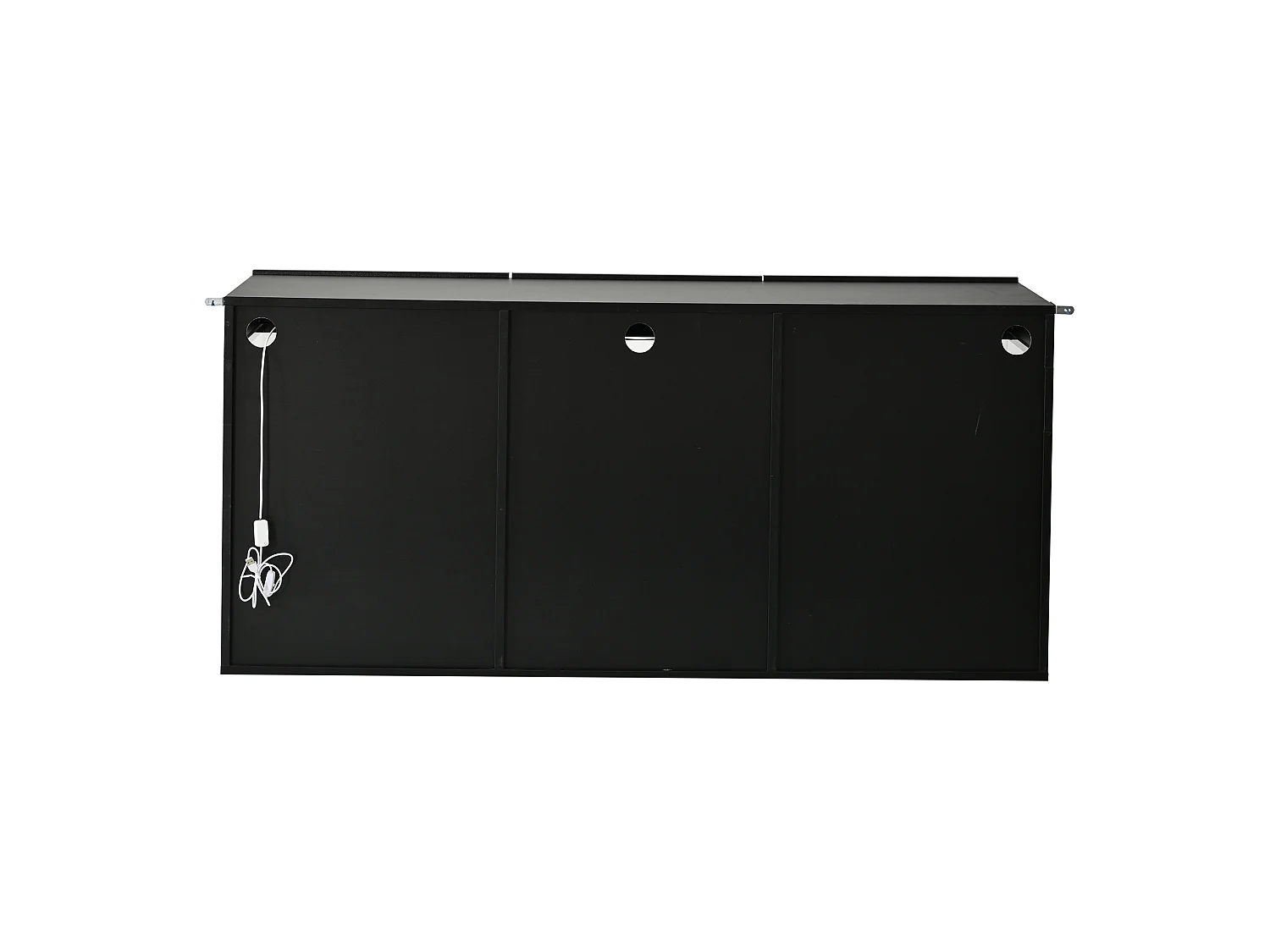 Credenza da soggiorno da 140 cm con 3 ante, finitura lucida e illuminazione a LED - Nera
