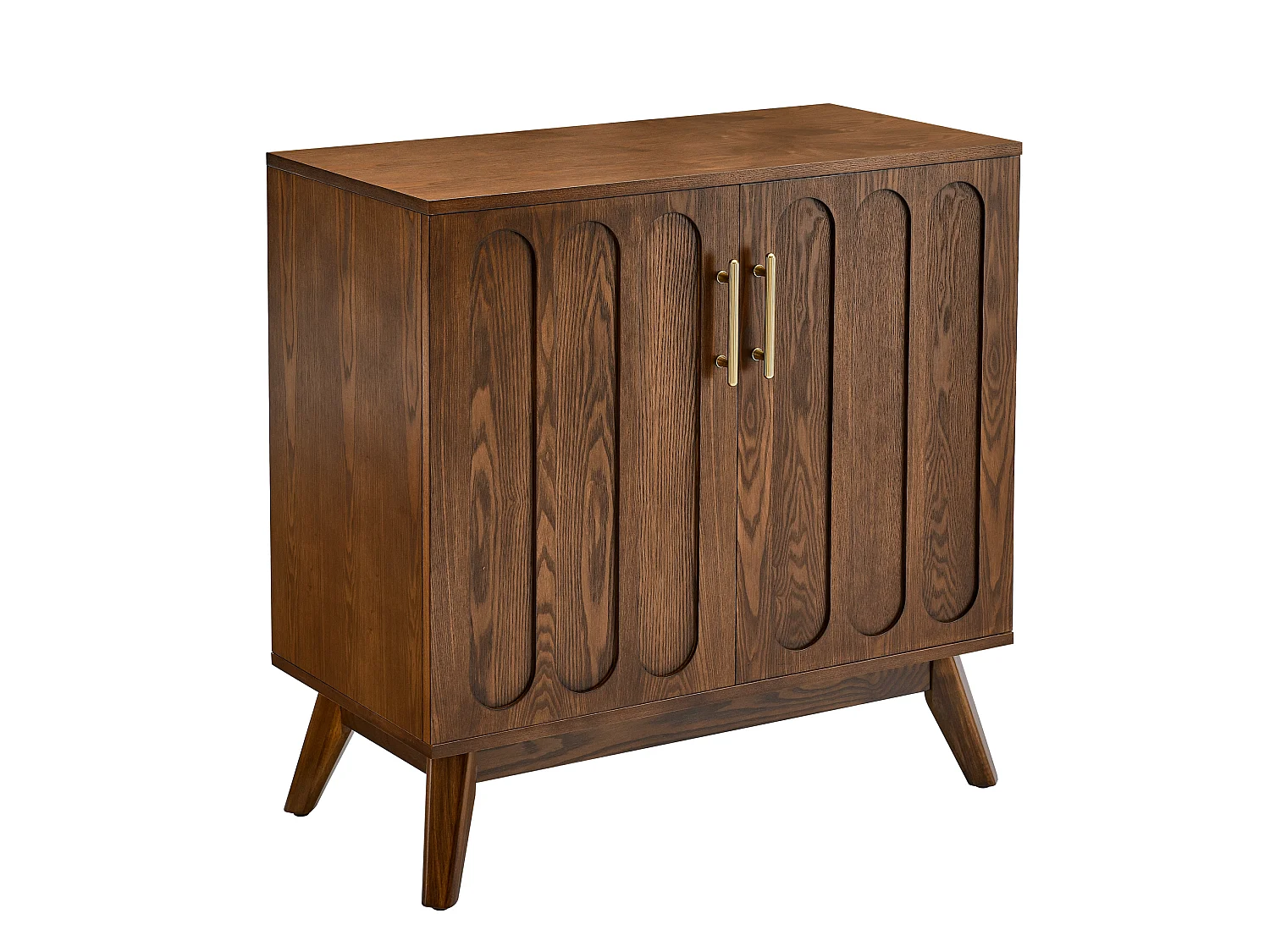 Buffet vintage en bois marron avec 2 portes et étagère réglable