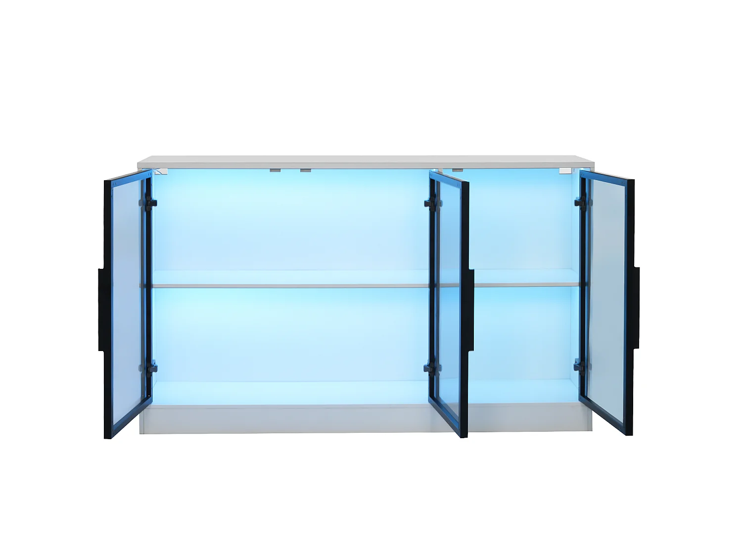 Credenza bianca a LED con 3 ante in vetro - 120 x 30 x 73 cm