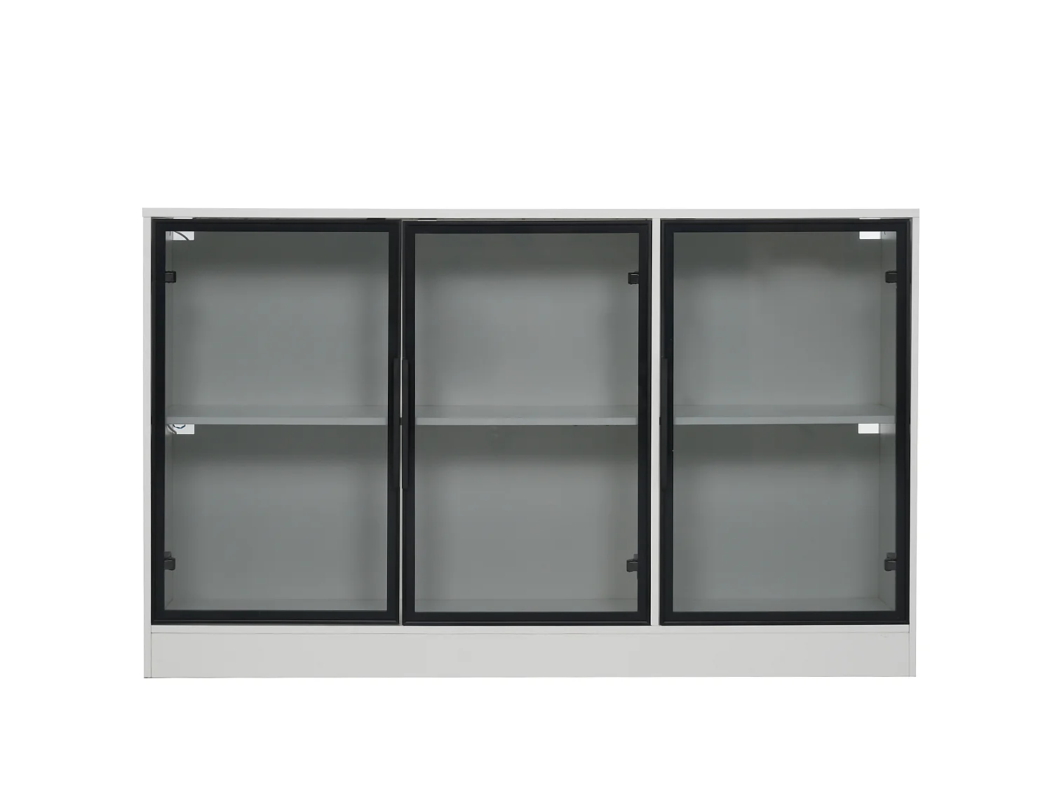Credenza bianca a LED con 3 ante in vetro - 120 x 30 x 73 cm