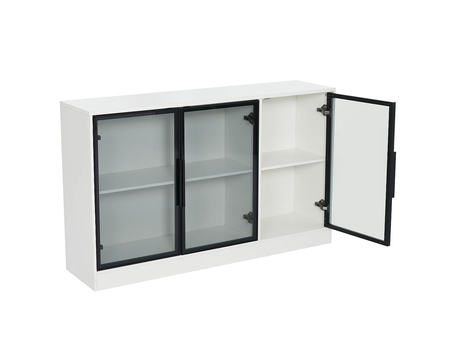 Credenza bianca a LED con 3 ante in vetro - 120 x 30 x 73 cm