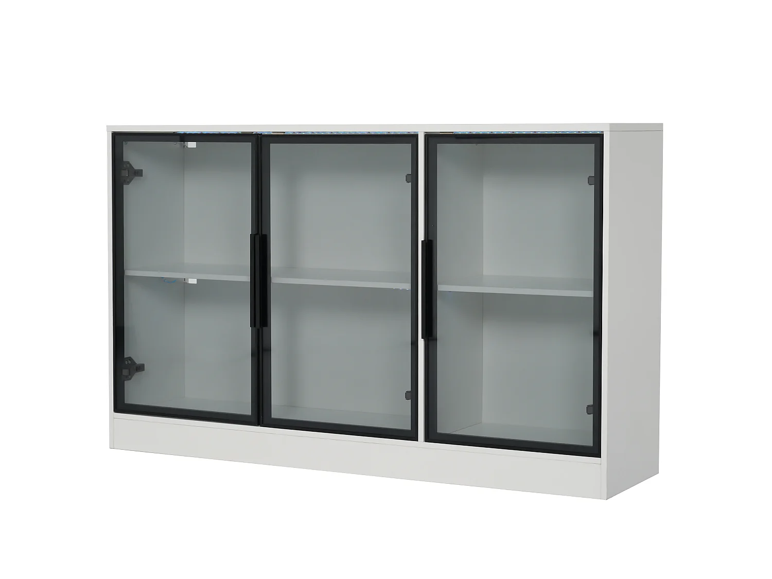 Credenza bianca a LED con 3 ante in vetro - 120 x 30 x 73 cm