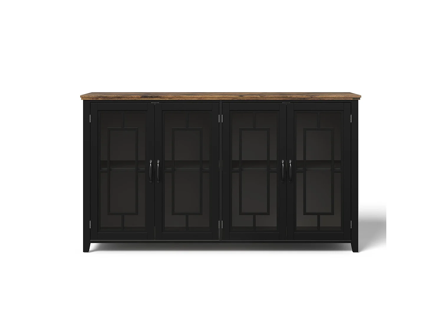 Buffet moderne avec 4 portes vitrées - Noir 160 x 40 x 86 cm