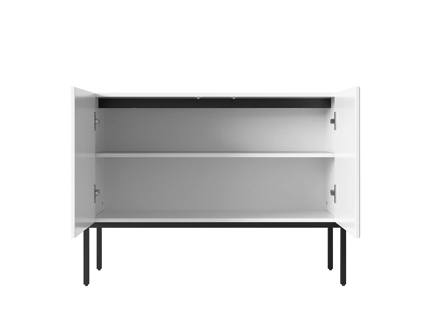 Modern skänk 100x40x75 cm med 2 dörrar och metallben - Vit