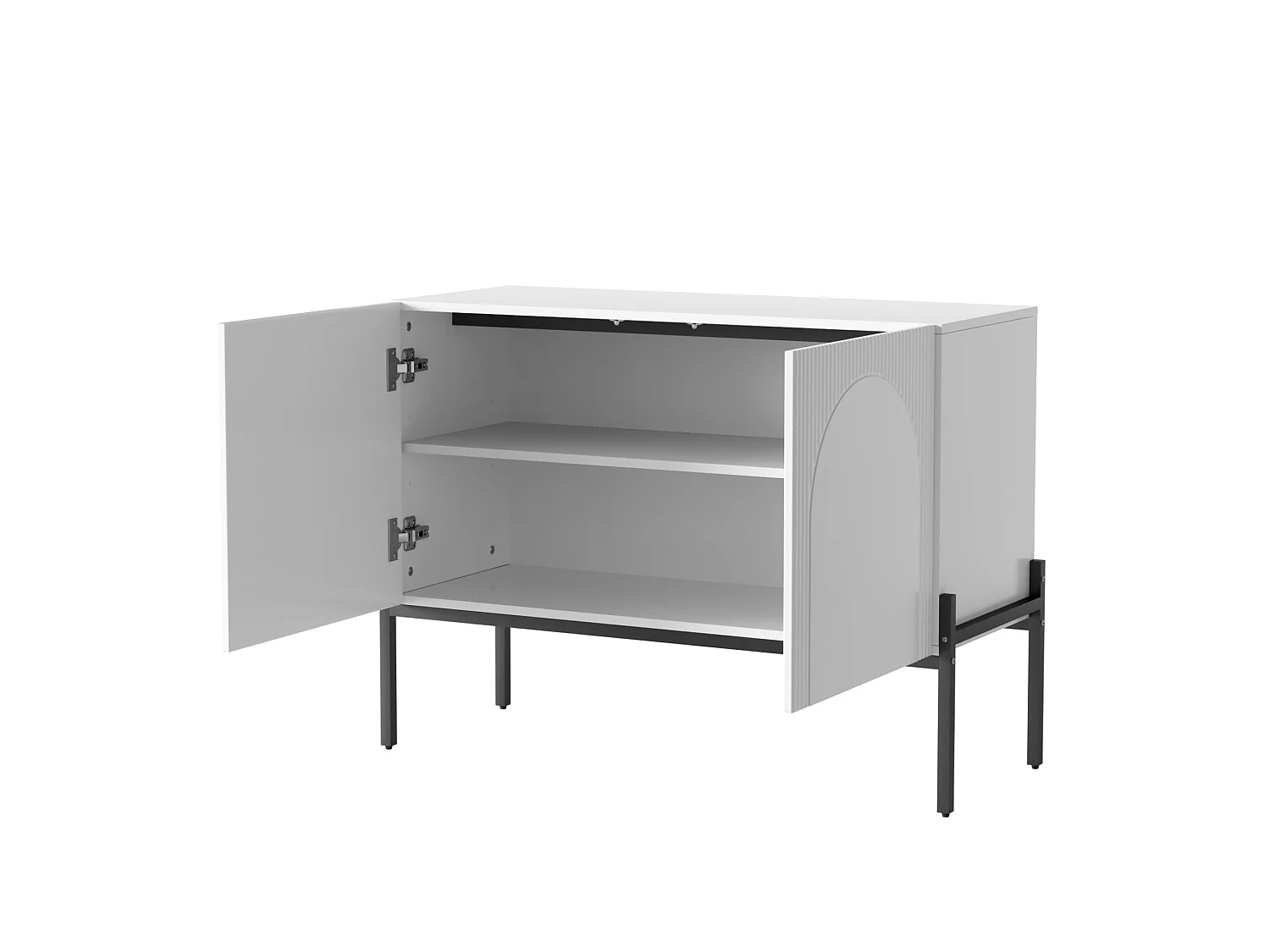 Modern skänk 100x40x75 cm med 2 dörrar och metallben - Vit