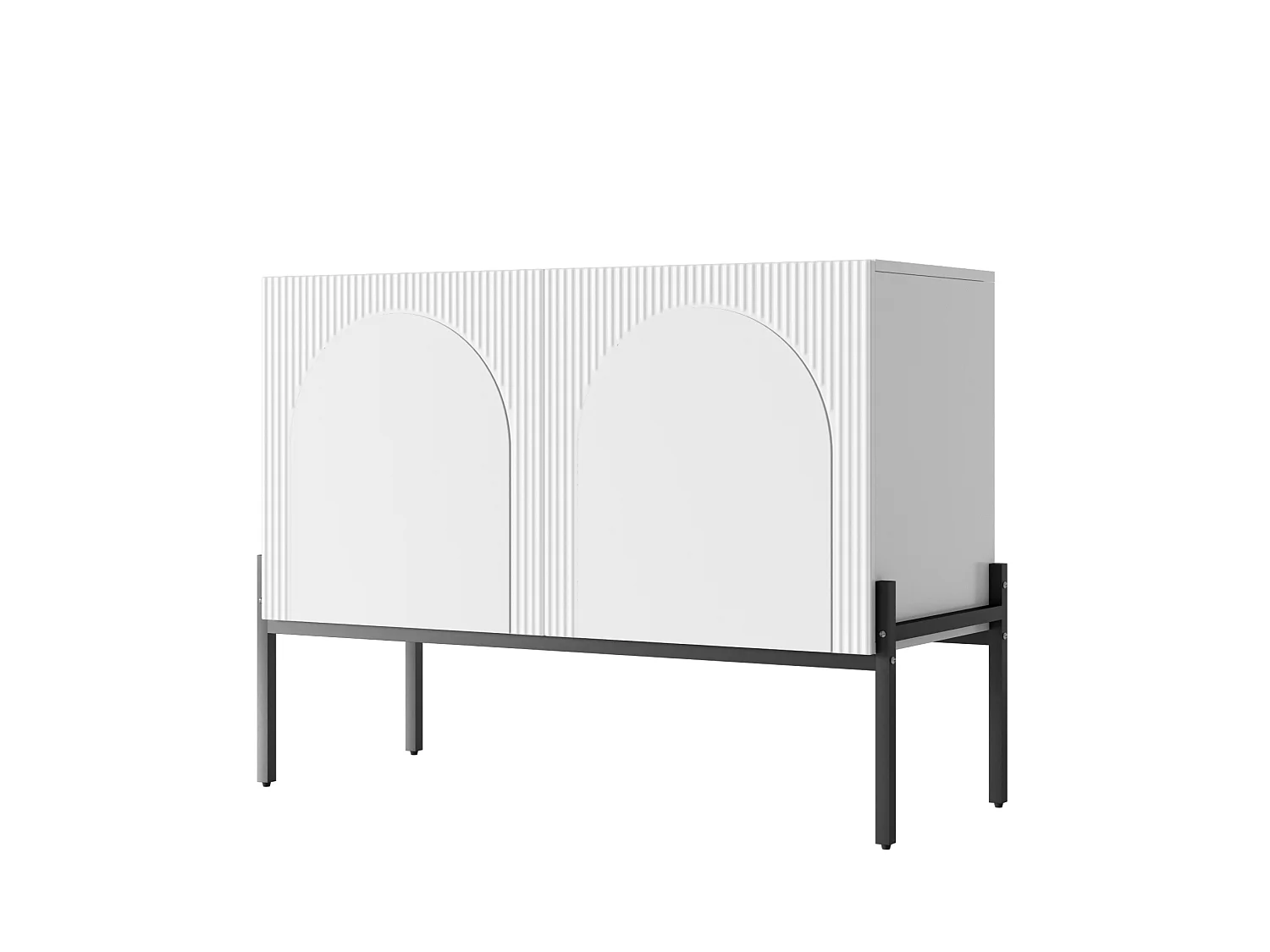 Modern skänk 100x40x75 cm med 2 dörrar och metallben - Vit