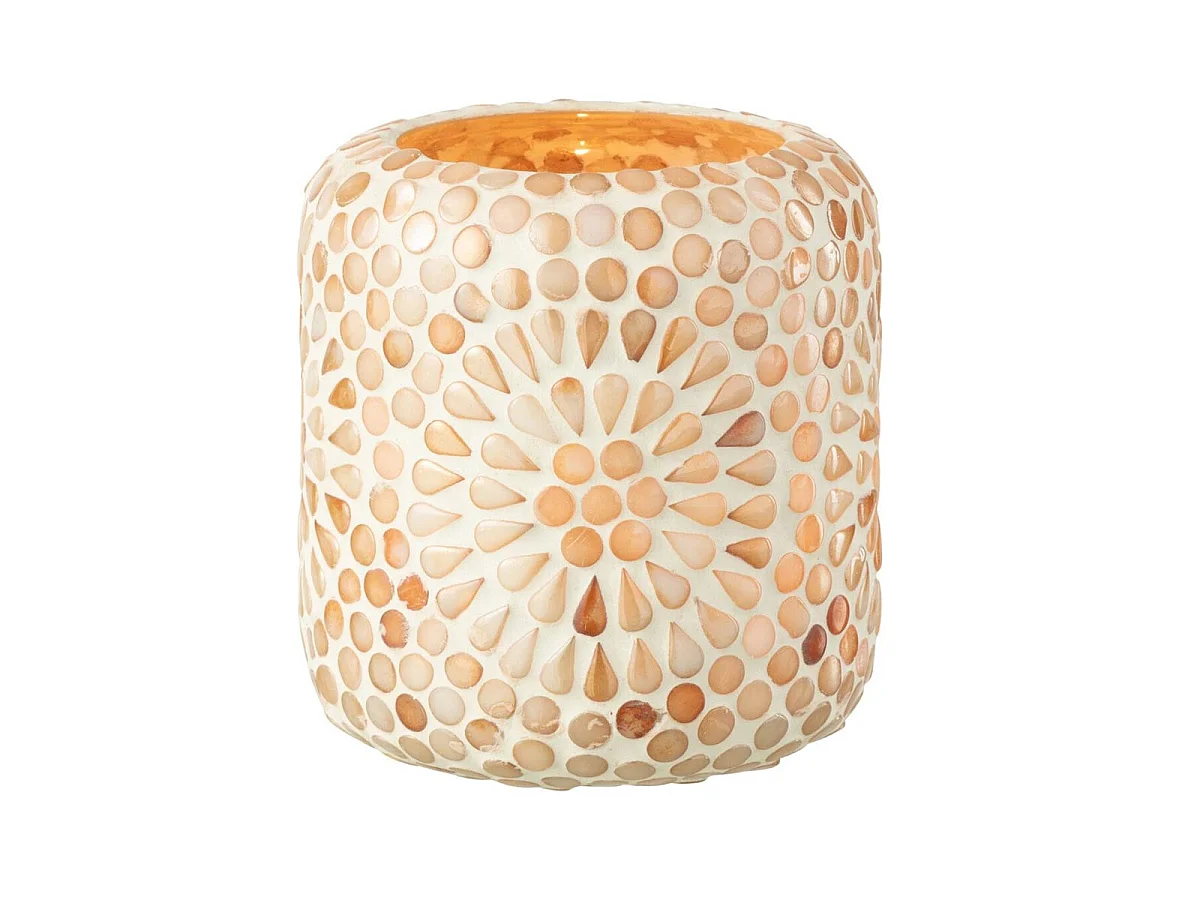Photophore Mosaïque "Ruthie" 11cm Beige