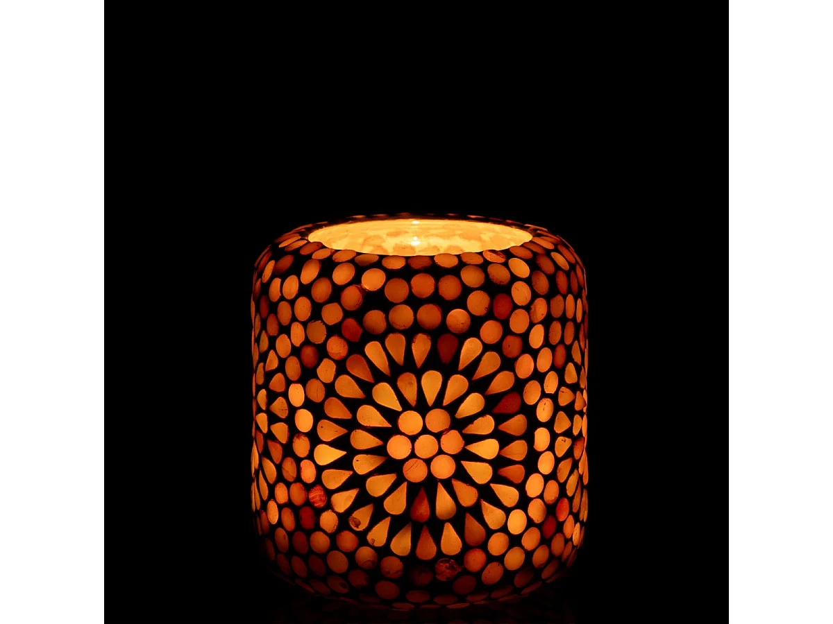 Photophore Mosaïque "Ruthie" 11cm Beige