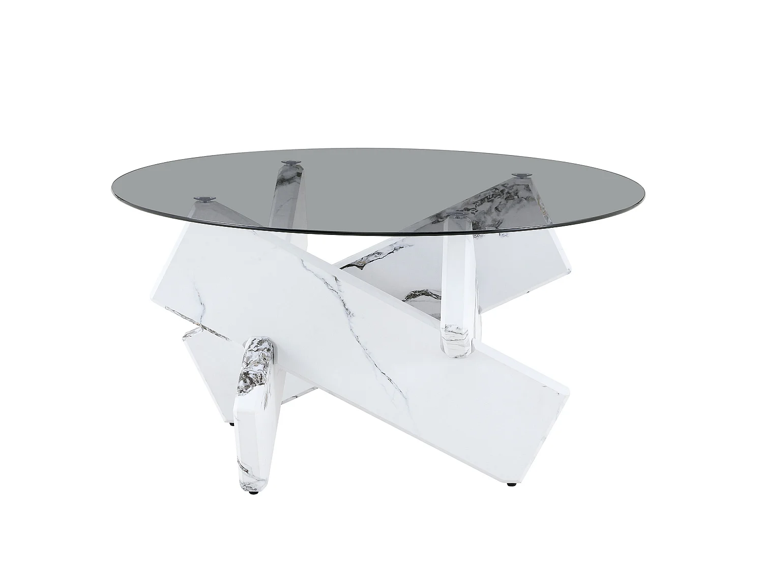 Ronde salontafel 79 cm in wit - MDF en glas - Modern design