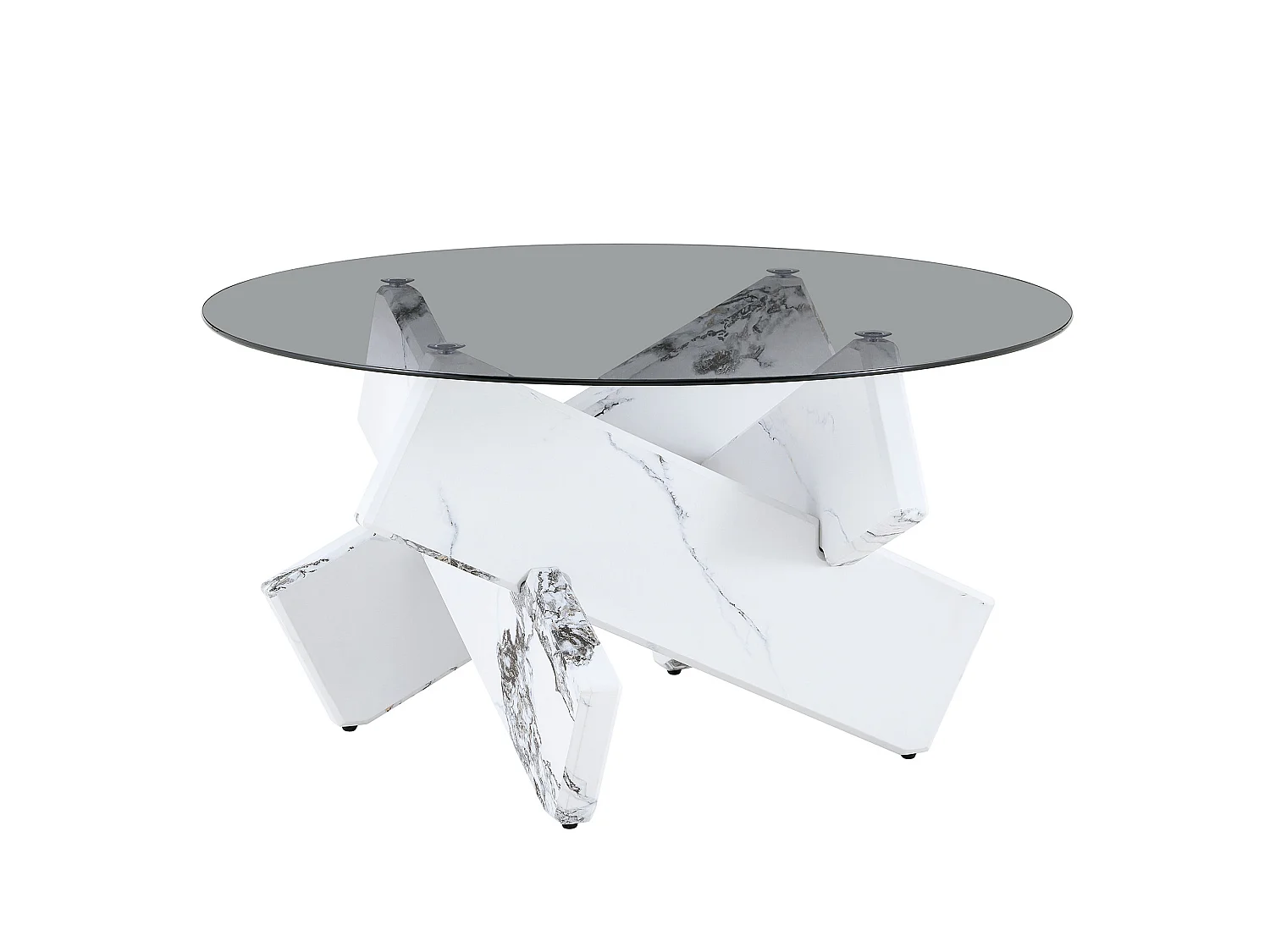 Ronde salontafel 79 cm in wit - MDF en glas - Modern design