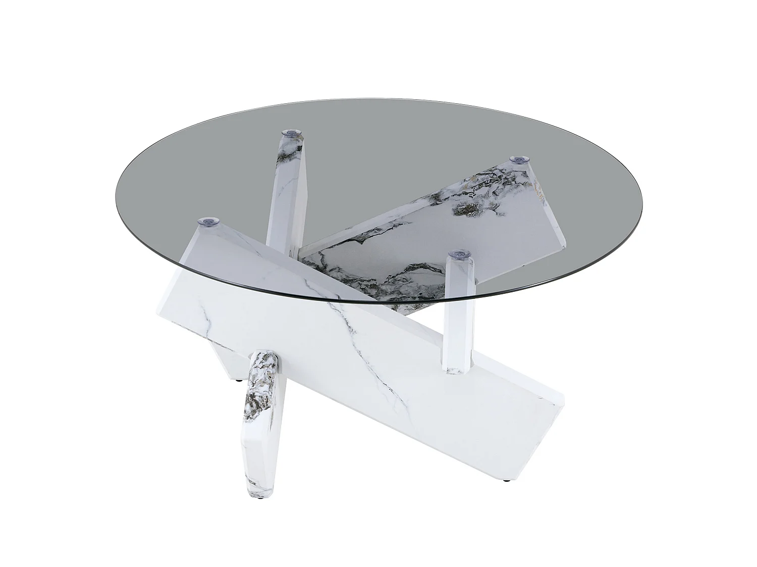 Ronde salontafel 79 cm in wit - MDF en glas - Modern design