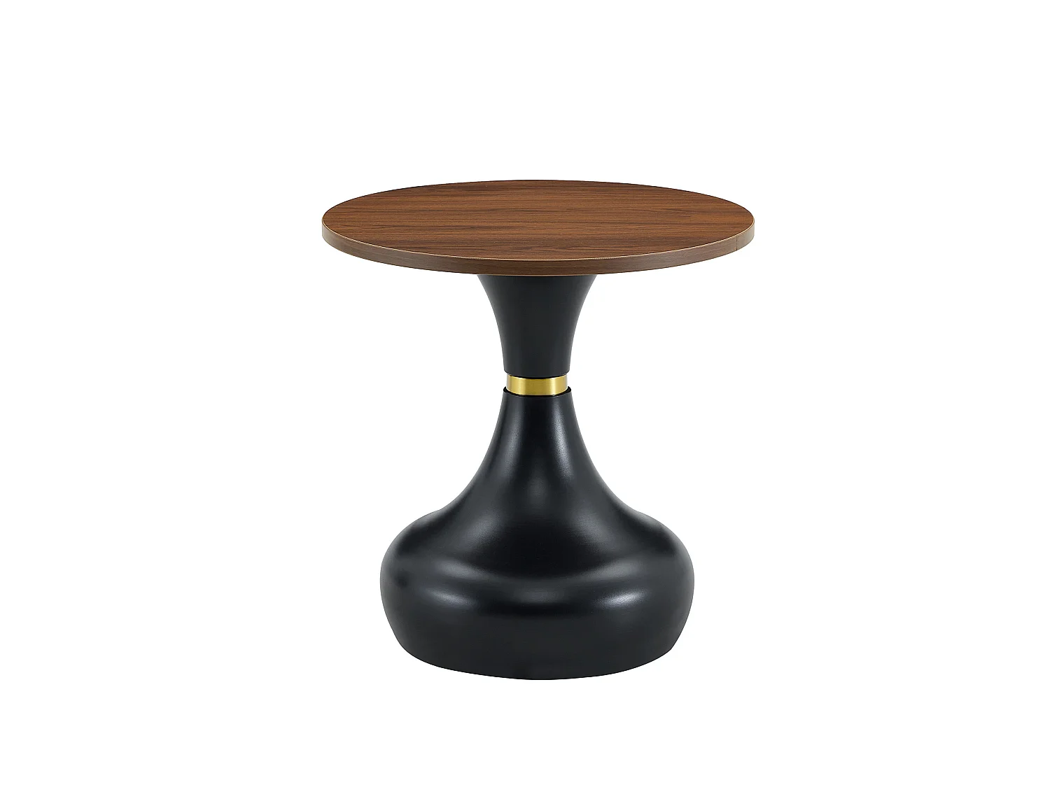 Lot de 2 table basse ronde 70 cm + 50 cm noyer et noir - Bois et métal