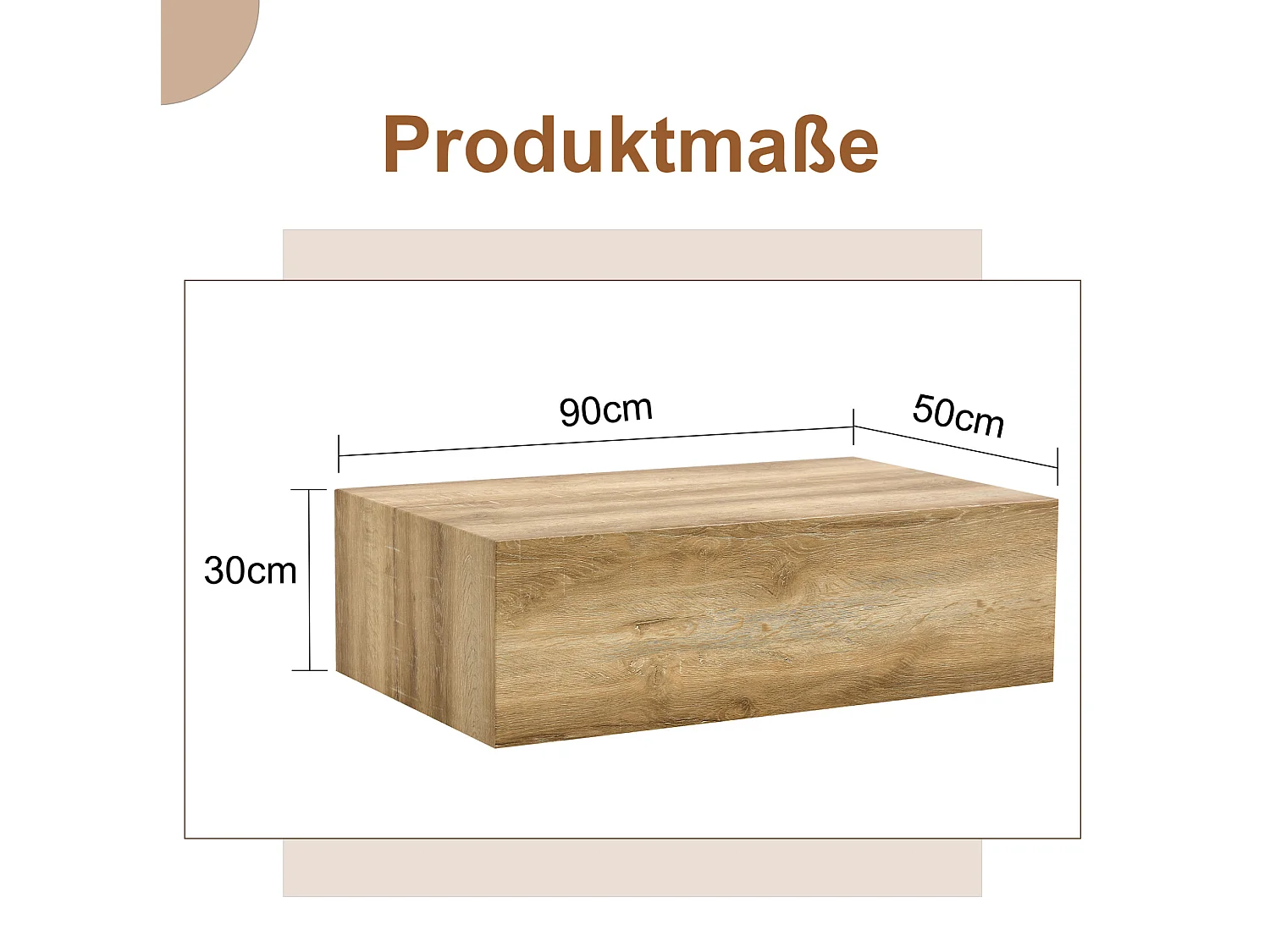 Table basse rectangulaire 90x50x30 cm - Couleur bois