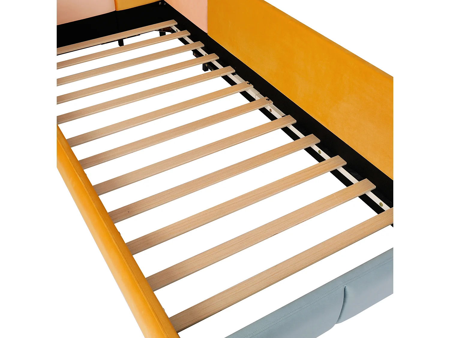 Lit enfant 90 x 200 cm multicolore en velours - Barrières de sécurité latérales