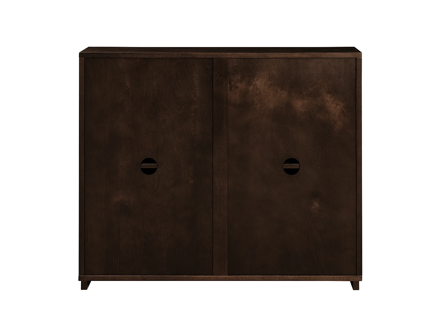 Buffet étroit noyer avec 2 portes, au design V rainuré