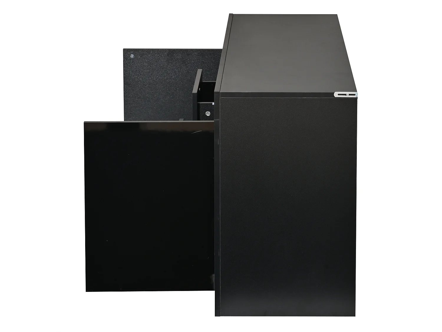 Credenza da 140 x 40 x 65 cm con 3 cassetti e 2 ante - Finitura nero lucido
