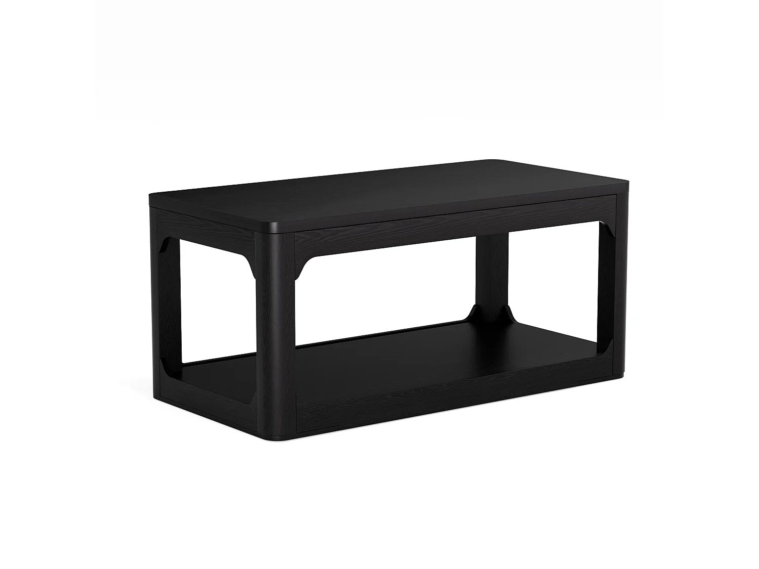 Mesa de centro preta de 100x50x44,5 cm com 2 níveis - Design simples e moderno